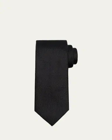 ZEGNA Men's Solid Textured Silk Tie | Thumbnail 2
