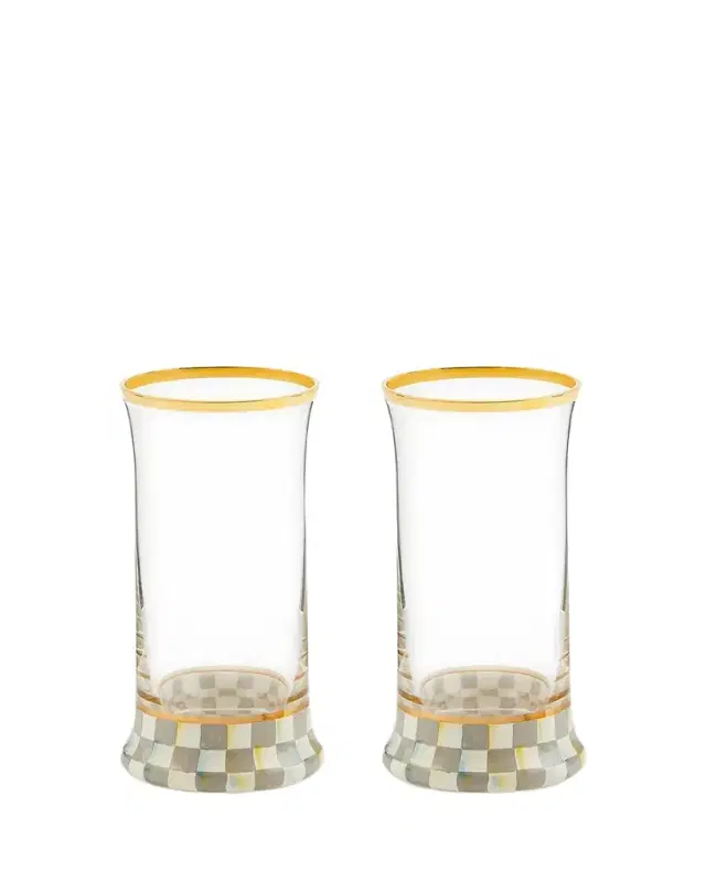 Sterling Check Highball Glass, Set of 2
