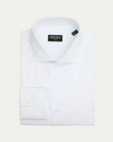 ZEGNA Men's Tonal Stripe Trofeo Cotton Dress Shirt | Thumbnail 2 ZEGNA Men's Tonal Stripe Trofeo Cotton Dress Shirt | Thumbnail 2