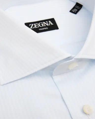 ZEGNA Men's Tonal Stripe Trofeo Cotton Dress Shirt | Thumbnail 3 ZEGNA Men's Tonal Stripe Trofeo Cotton Dress Shirt | Thumbnail 3