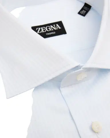 ZEGNA Men's Tonal Stripe Trofeo Cotton Dress Shirt | Thumbnail 1 ZEGNA Men's Tonal Stripe Trofeo Cotton Dress Shirt | Thumbnail 1