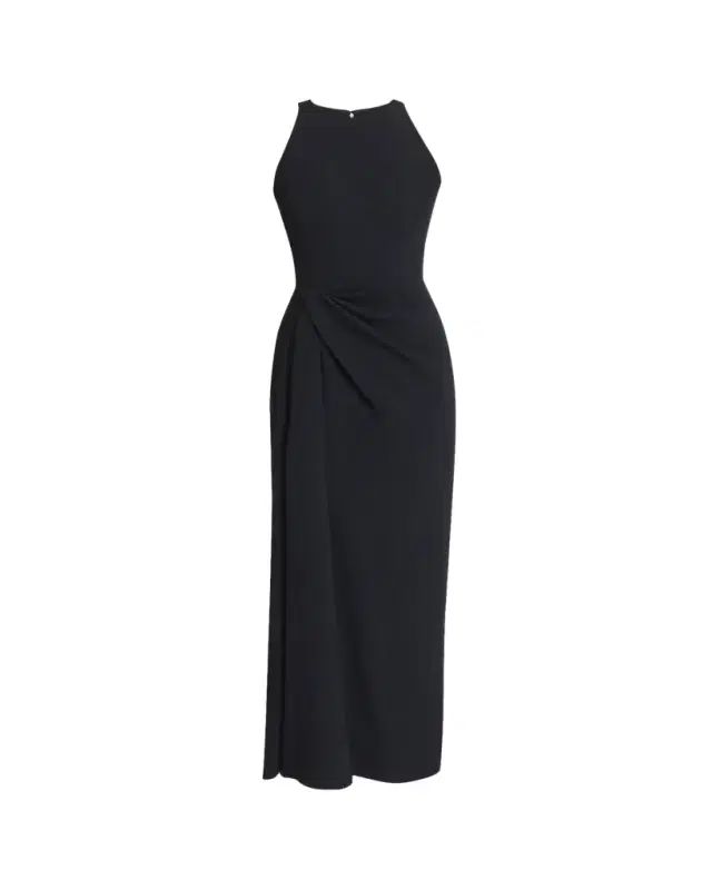 Draped High-Neck Maxi Dress