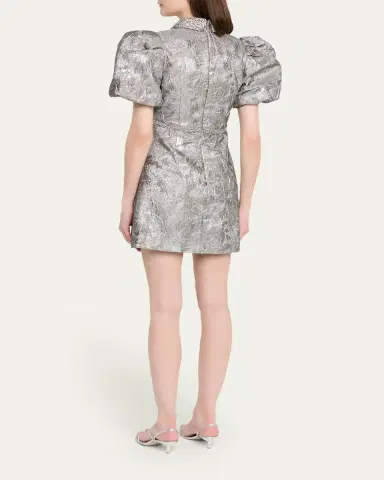Rebecca Vallance Sterling Diamante Metallic Jacquard Mini Dress | Thumbnail 3