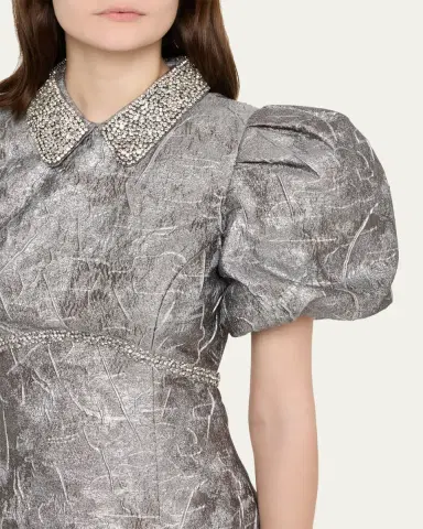 Rebecca Vallance Sterling Diamante Metallic Jacquard Mini Dress | Thumbnail 5