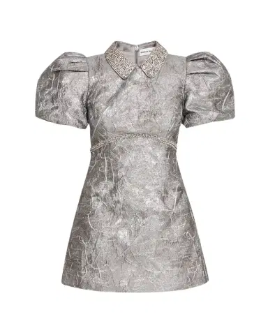 Rebecca Vallance Sterling Diamante Metallic Jacquard Mini Dress | Thumbnail 1