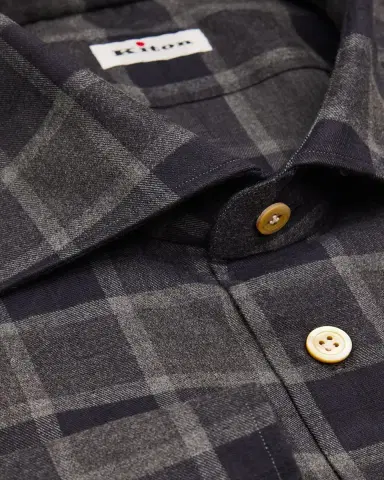 Kiton Men's Cotton Windowpane Check Button-Down Shirt | Thumbnail 3