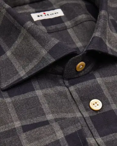 Kiton Men's Cotton Windowpane Check Button-Down Shirt | Thumbnail 1