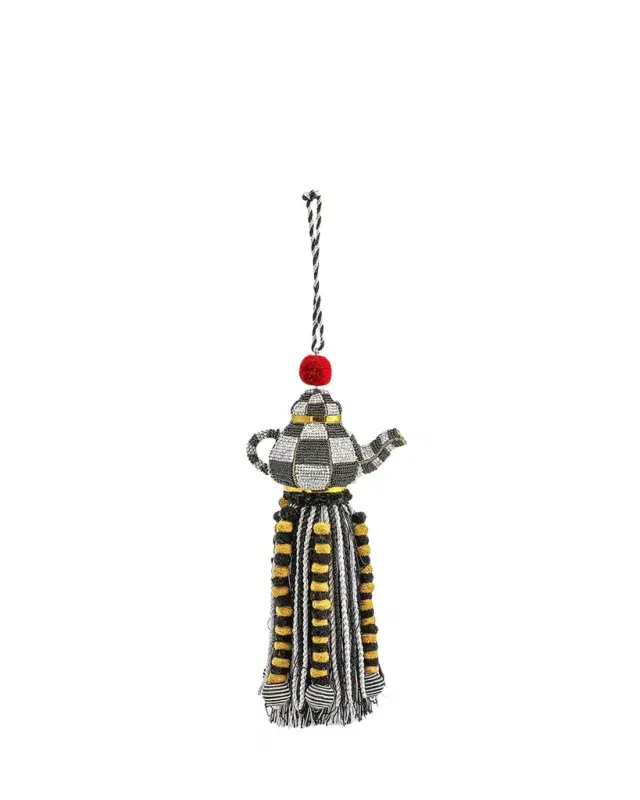 Courtly Check Tea Kettle Beaded Tassel