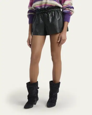 Etoile Isabel Marant Naline Paperbag-Waist Faux Leather Shorts | Thumbnail 4 Etoile Isabel Marant Naline Paperbag-Waist Faux Leather Shorts | Thumbnail 4
