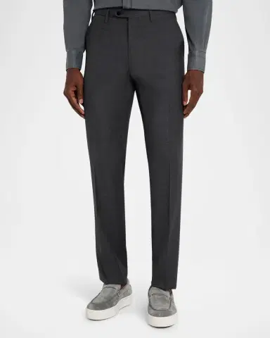 Kiton Men's Wool Twill Flat-Front Trousers | Thumbnail 3 Kiton Men's Wool Twill Flat-Front Trousers | Thumbnail 3