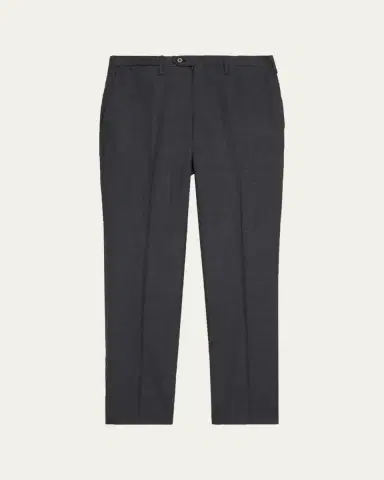 Kiton Men's Wool Twill Flat-Front Trousers | Thumbnail 4 Kiton Men's Wool Twill Flat-Front Trousers | Thumbnail 4