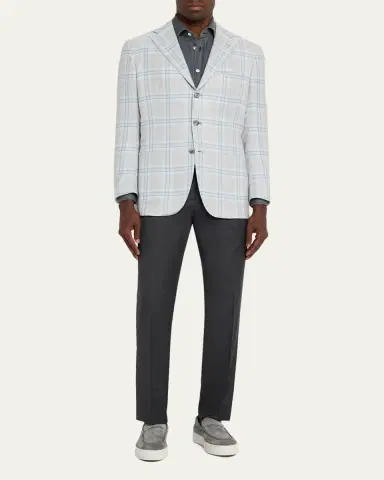 Kiton Men's Wool Twill Flat-Front Trousers | Thumbnail 5 Kiton Men's Wool Twill Flat-Front Trousers | Thumbnail 5
