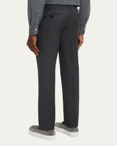 Kiton Men's Wool Twill Flat-Front Trousers | Thumbnail 6 Kiton Men's Wool Twill Flat-Front Trousers | Thumbnail 6