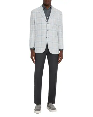 Kiton Men's Wool Twill Flat-Front Trousers | Thumbnail 1 Kiton Men's Wool Twill Flat-Front Trousers | Thumbnail 1