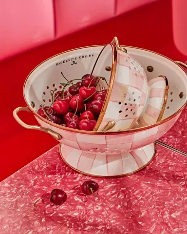 MacKenzie-Childs Rosy Check Enamel Colander, Small | Thumbnail 3