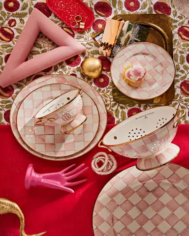 MacKenzie-Childs Rosy Check Enamel Colander, Small | Thumbnail 5