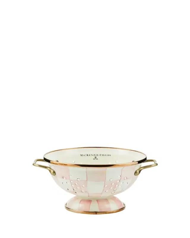 MacKenzie-Childs Rosy Check Enamel Colander, Small