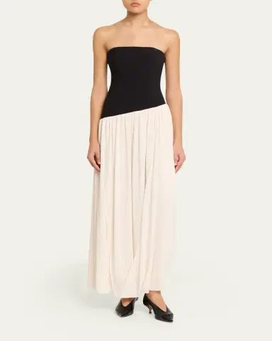 Ronny Kobo Ballad Strapless Two-Tone Mixed Media Maxi Dress | Thumbnail 2