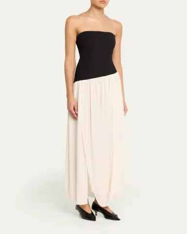 Ronny Kobo Ballad Strapless Two-Tone Mixed Media Maxi Dress | Thumbnail 4