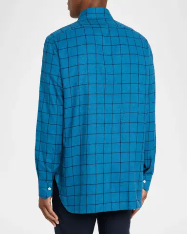 Kiton Men's Cotton Windowpane Check Sport Shirt | Thumbnail 2