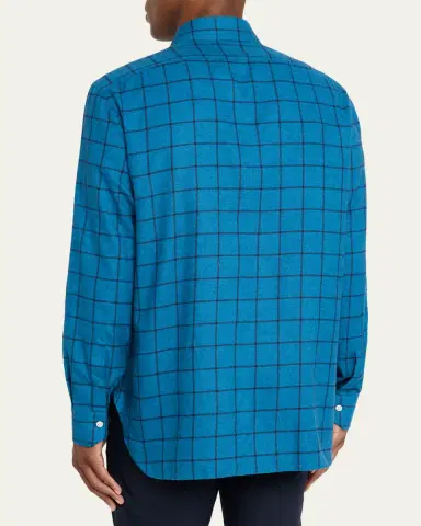 Kiton Men's Cotton Windowpane Check Sport Shirt | Thumbnail 7