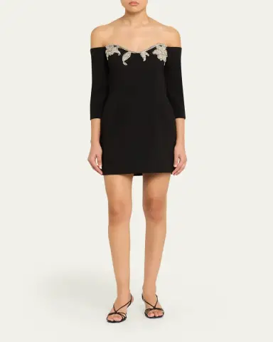 Rebecca Vallance Ellerie Floral Diamante Off-Shoulder Mini Dress | Thumbnail 2 Rebecca Vallance Ellerie Floral Diamante Off-Shoulder Mini Dress | Thumbnail 2