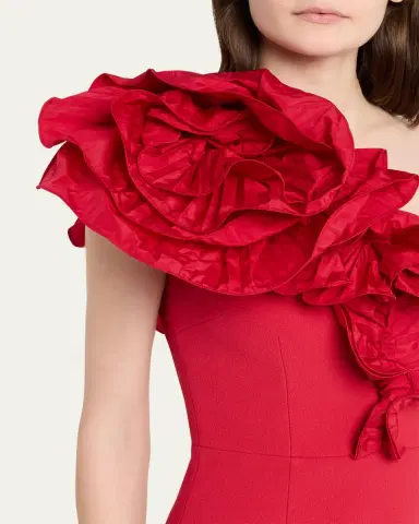 Rebecca Vallance Zarya One-Shoulder Ruffle Bodycon Midi Dress | Thumbnail 5