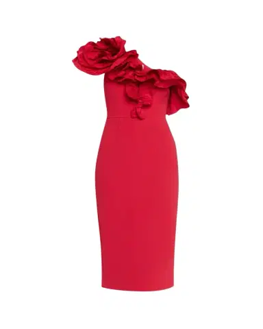 Rebecca Vallance Zarya One-Shoulder Ruffle Bodycon Midi Dress | Thumbnail 1