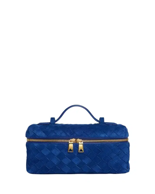 Bottega Veneta Bang Bang Vanity Intrecciato Suede Top-Handle Bag