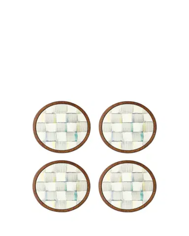 MacKenzie-Childs Sterling Check Enamel Coasters, Set of 4 | Thumbnail 1