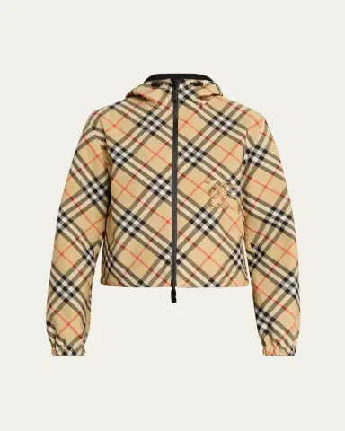 Burberry Reversible Check Crop Zip Jacket | Thumbnail 5 Burberry Reversible Check Crop Zip Jacket | Thumbnail 5