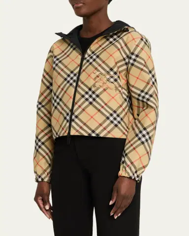Burberry Reversible Check Crop Zip Jacket | Thumbnail 8 Burberry Reversible Check Crop Zip Jacket | Thumbnail 8