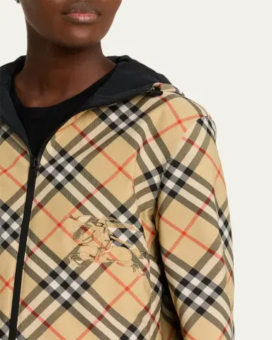 Burberry Reversible Check Crop Zip Jacket | Thumbnail 9 Burberry Reversible Check Crop Zip Jacket | Thumbnail 9
