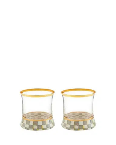 MacKenzie-Childs Sterling Check Tumbler Glass, Set of 2 | Thumbnail 1 MacKenzie-Childs Sterling Check Tumbler Glass, Set of 2 | Thumbnail 1