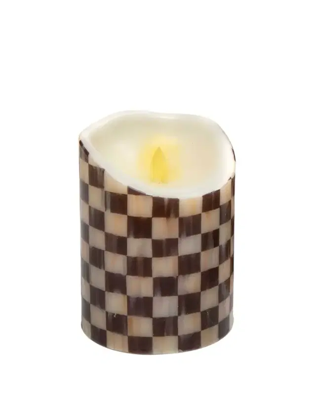 MacKenzie-Childs 6" Courtly Check Flicker Pillar