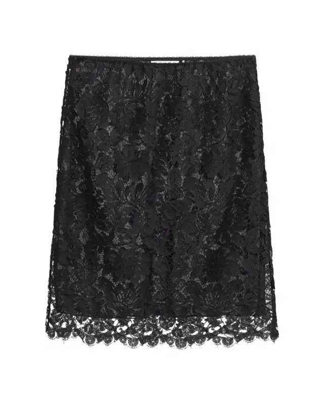 High-Waist Floral Lace Pull-On Skirt