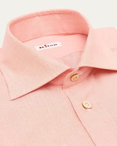 Kiton Men's Cotton Fineline Stripe Dress Shirt | Thumbnail 2