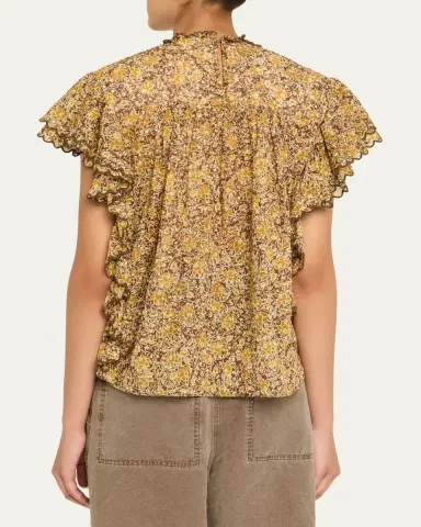 Etoile Isabel Marant Daliyane Floral Flutter-Sleeve Blouse | Thumbnail 3 Etoile Isabel Marant Daliyane Floral Flutter-Sleeve Blouse | Thumbnail 3