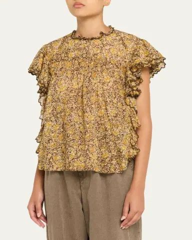 Etoile Isabel Marant Daliyane Floral Flutter-Sleeve Blouse | Thumbnail 4 Etoile Isabel Marant Daliyane Floral Flutter-Sleeve Blouse | Thumbnail 4
