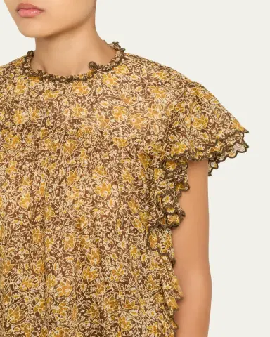 Etoile Isabel Marant Daliyane Floral Flutter-Sleeve Blouse | Thumbnail 5 Etoile Isabel Marant Daliyane Floral Flutter-Sleeve Blouse | Thumbnail 5