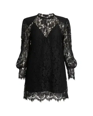 Chloé Floral Lace Strong-Shoulder Long-Sleeve Dress | Thumbnail 1 Chloé Floral Lace Strong-Shoulder Long-Sleeve Dress | Thumbnail 1