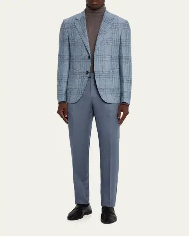 Zegna Men's Maxi-Plaid Woven Patch-Pocket Sport Coat | Thumbnail 2 Zegna Men's Maxi-Plaid Woven Patch-Pocket Sport Coat | Thumbnail 2
