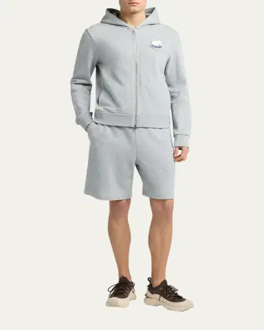 Moncler Men's Chenille-Logo Full-Zip Hoodie | Thumbnail 2 Moncler Men's Chenille-Logo Full-Zip Hoodie | Thumbnail 2