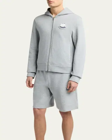 Moncler Men's Chenille-Logo Full-Zip Hoodie | Thumbnail 4 Moncler Men's Chenille-Logo Full-Zip Hoodie | Thumbnail 4