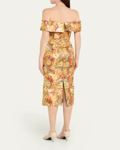Markarian Gloria Metallic Floral Jacquard Off-The-Shoulder Dress | Thumbnail 3