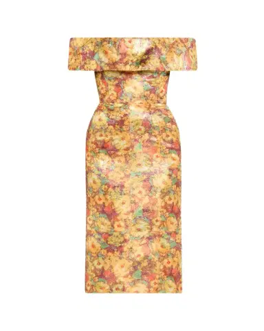 Markarian Gloria Metallic Floral Jacquard Off-The-Shoulder Dress | Thumbnail 1