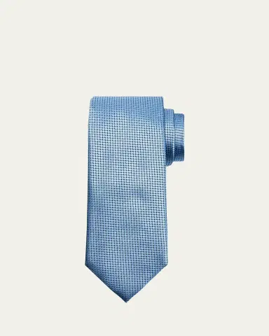 Zegna Men's Micro-Geometric Jacquard Silk Tie | Thumbnail 2