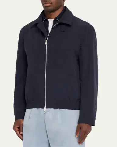Brunello Cucinelli Men's Nylon Full-Zip Blouson Jacket | Thumbnail 4 Brunello Cucinelli Men's Nylon Full-Zip Blouson Jacket | Thumbnail 4