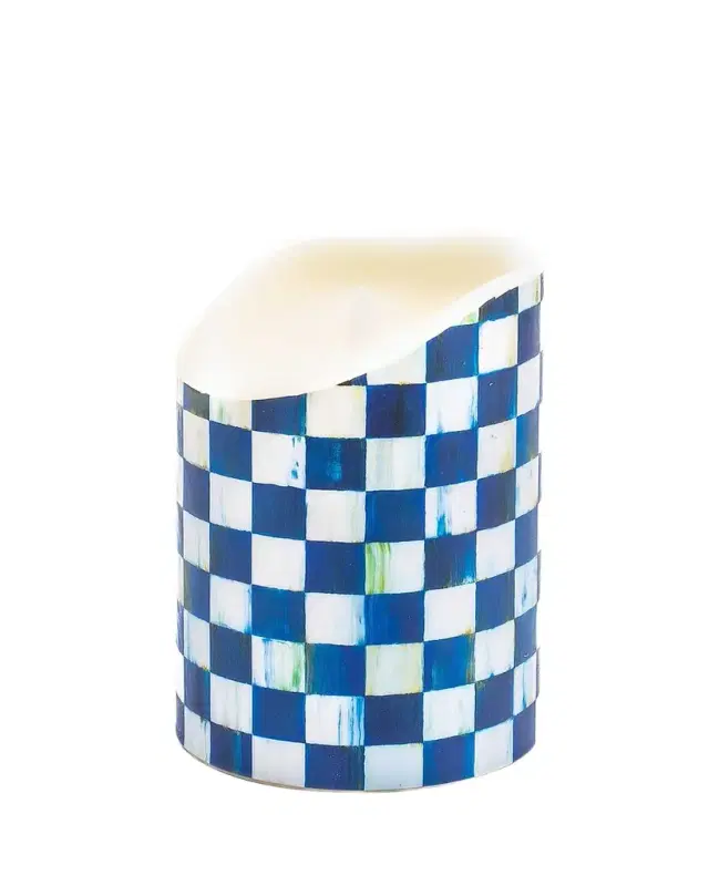 MacKenzie-Childs Royal Check Flicker Pillar Candle - 6"