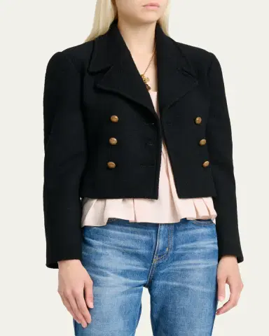Chloé Double-Breasted Wool Bouclette Crop Jacket | Thumbnail 4 Chloé Double-Breasted Wool Bouclette Crop Jacket | Thumbnail 4